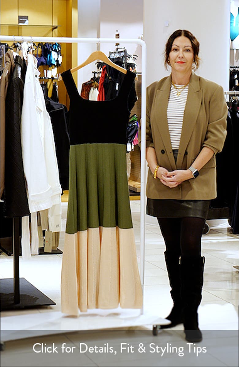 Colorblock Knit Midi Dress, sales video thumbnail