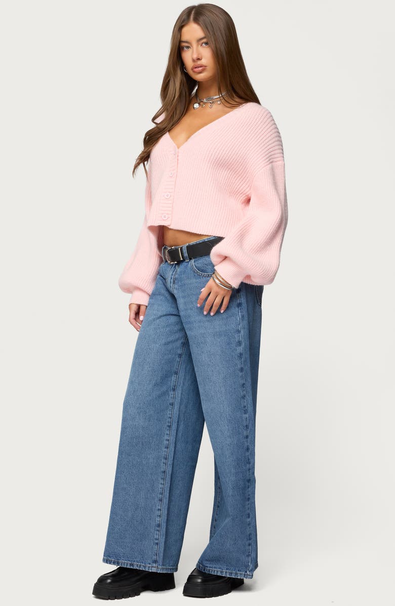 EDIKTED Skye Low Rise Baggy Wide Leg Jeans, Alternate, color, 