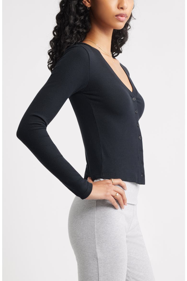 Rib Cardigan, Alternate, color, BLACK