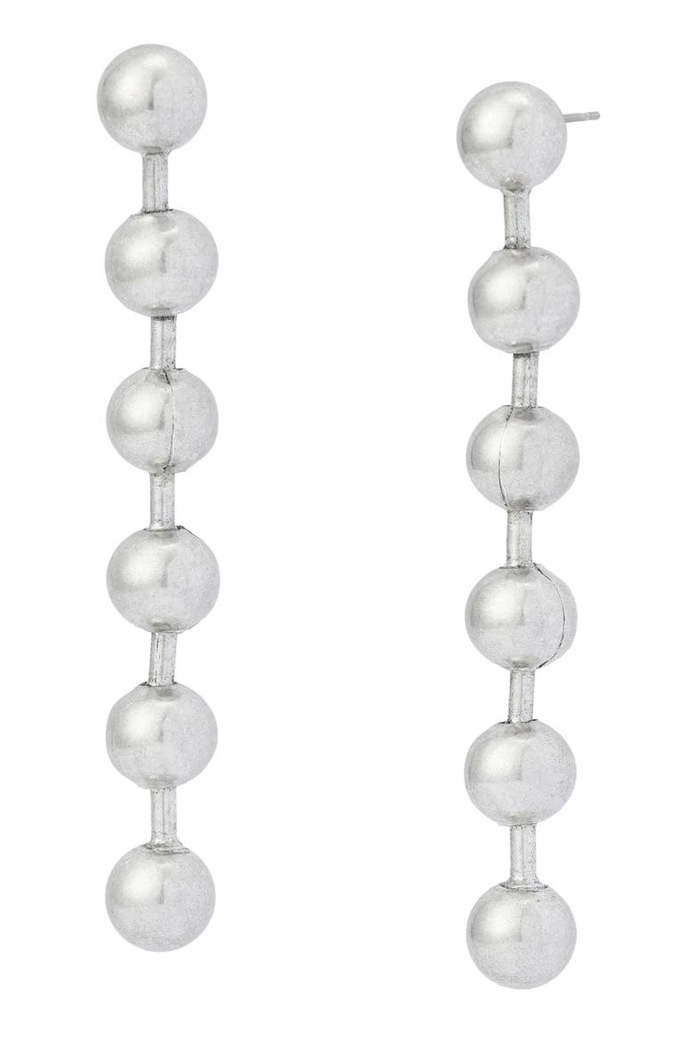 Ballchain Linear Earrings, Main, color, WARM SILVER