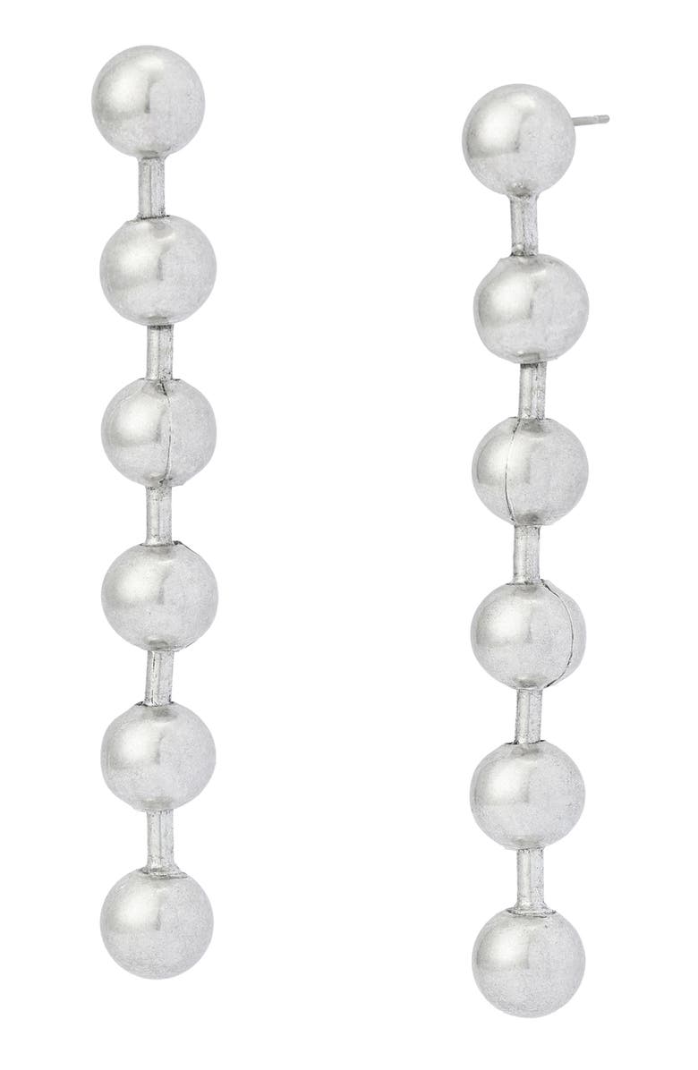 AllSaints Ballchain Linear Earrings, Main, color, Warm Silver