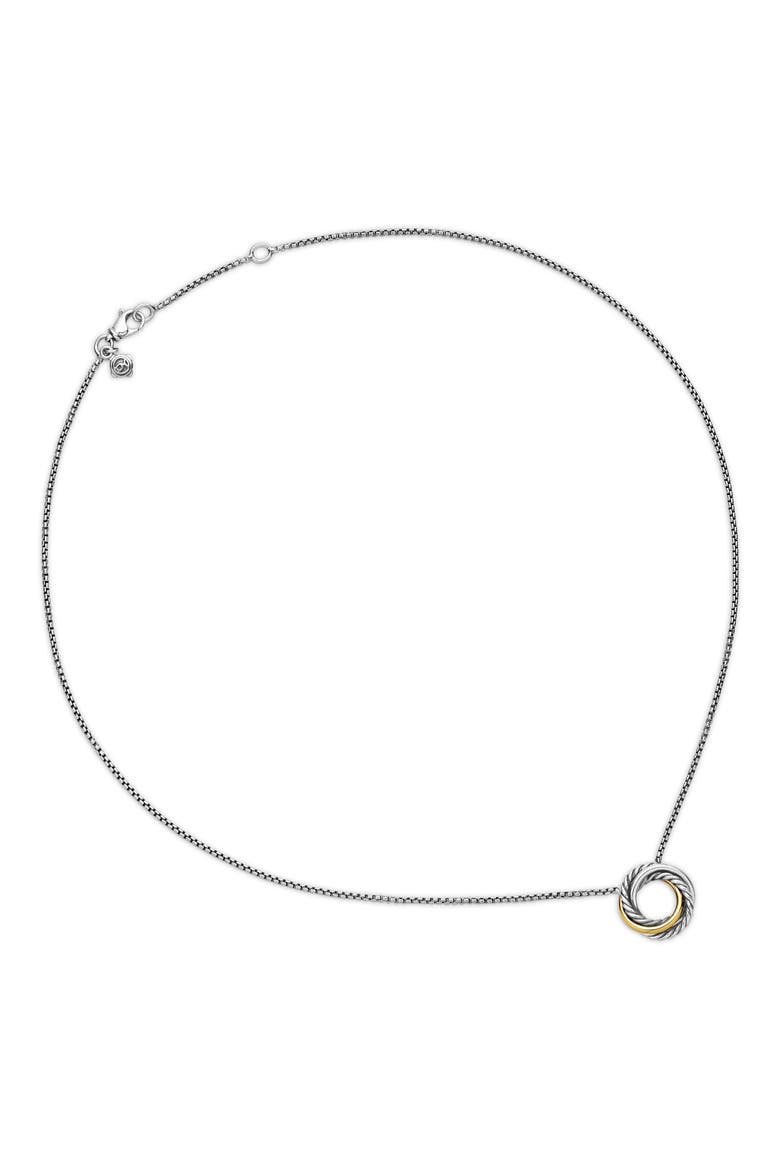 Crossover Mini Pendant Necklace with 18K Yellow Gold, Alternate, color, SILVER/ GOLD