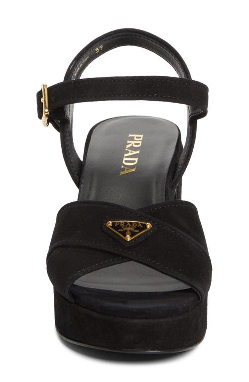 Prada Suede Platform Sandal In Black