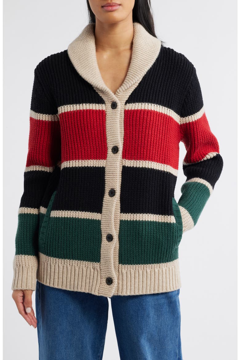 Ranger Stripe Lambswool Cardigan, Main, color, RANGER STRIPE BLACK MULTI