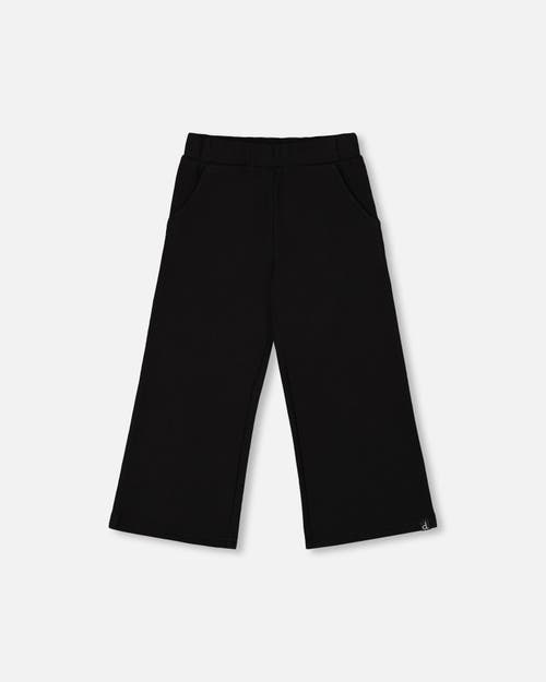 Deux Par Deux Kids'  Waffle Flare Leg Pants In Black