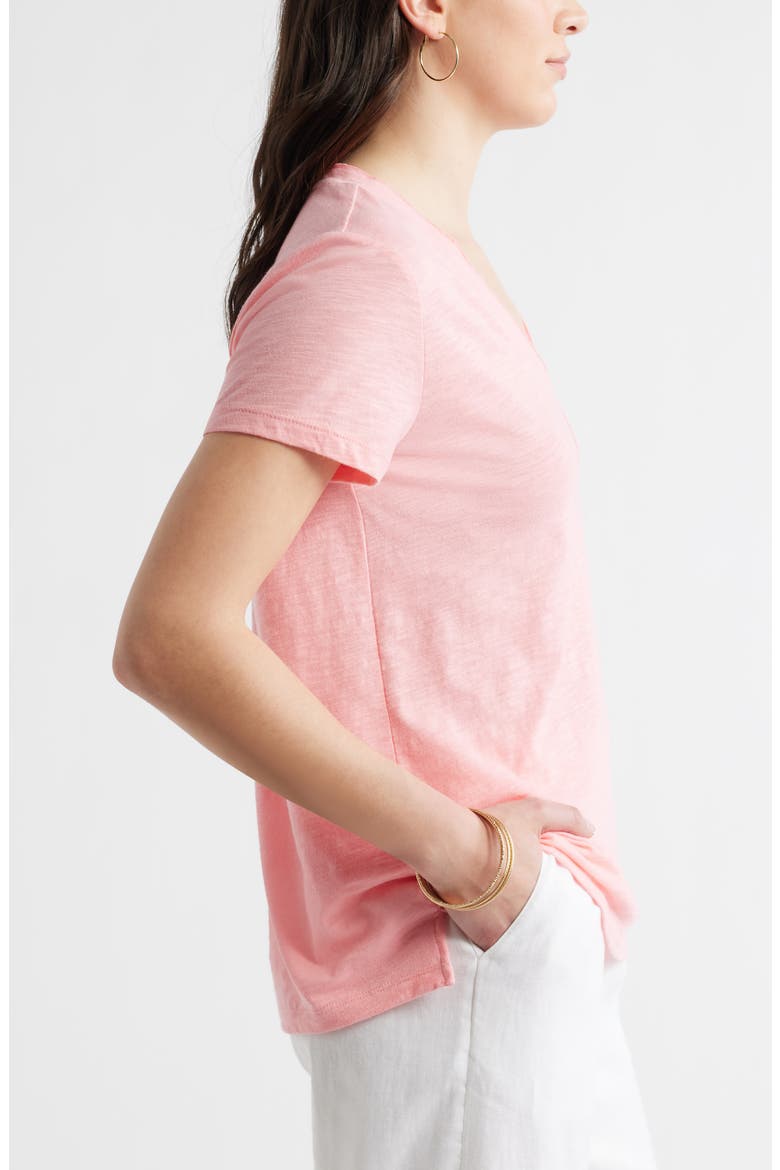 Cotton & Modal V-Neck T-Shirt, Alternate, color, PINK DIANTHUS