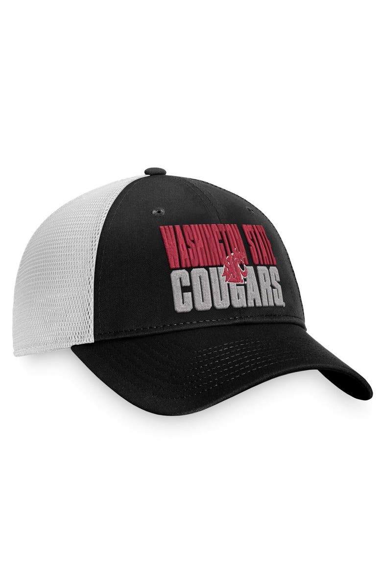 Men's Top of the World Black/White Washington State Cougars Stockpile Trucker Snapback Hat, Alternate, color, Black