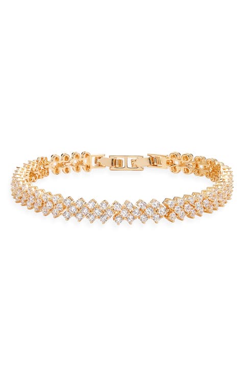 Herringbone Cubic Zirconia Tennis Bracelet