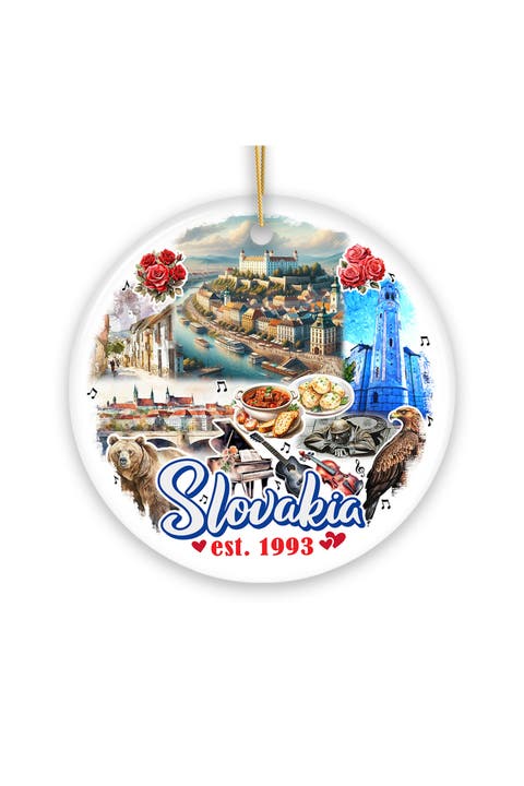 Slovakia Landmarks Watercolor Ornament - Version 1