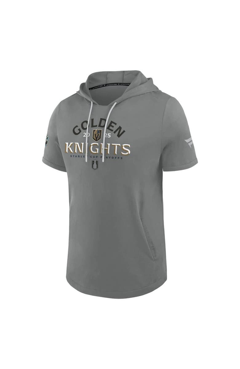 FANATICS Men's Fanatics Gray Vegas Golden Knights 2025 Stanley Cup Playoffs Authentic Pro Road Performance Short Sleeve Pullover Hoodie, Alternate, color, Gray