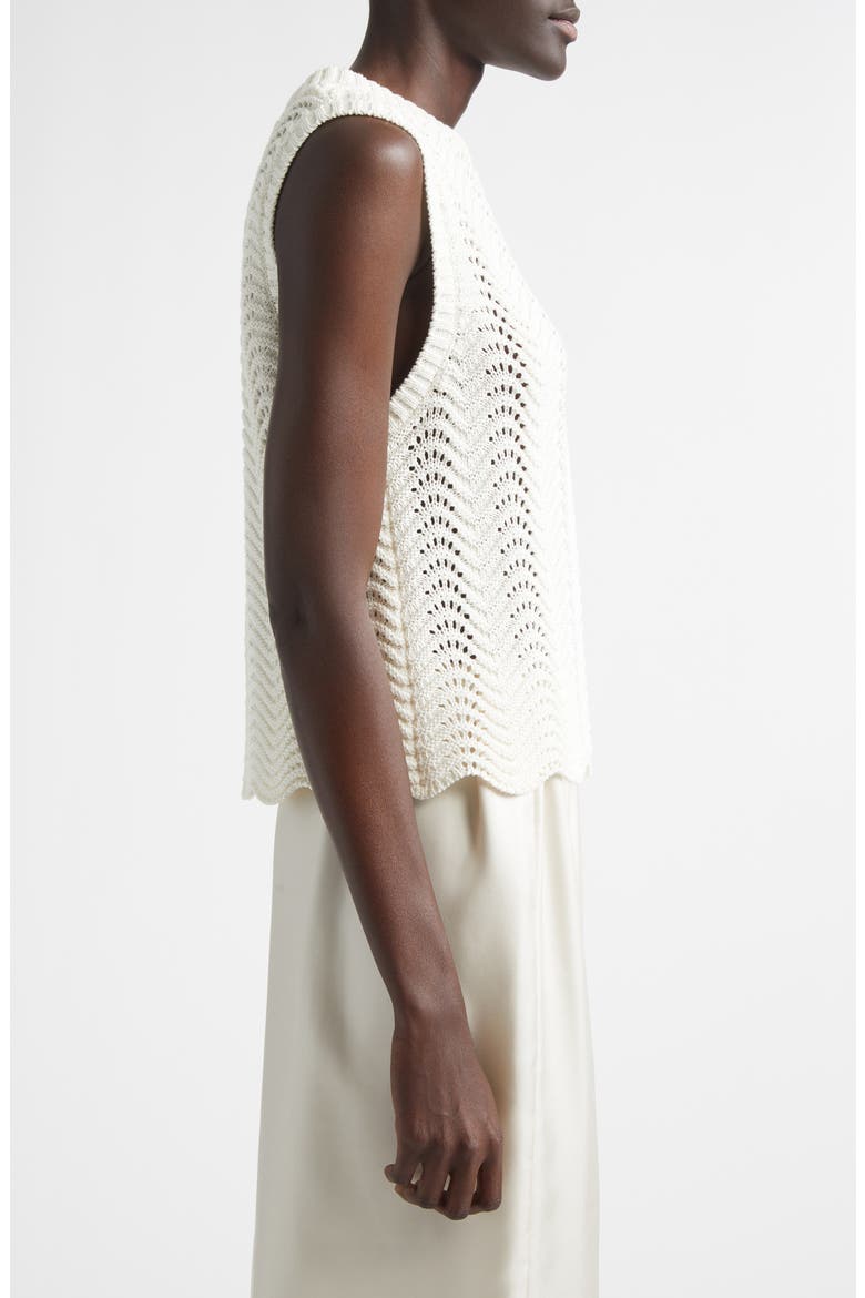 Vittoria Open Knit Cotton Sleeveless Sweater, Alternate, color, IVORY