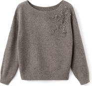 MANGO Crystal Detail Boat Neck Sweater