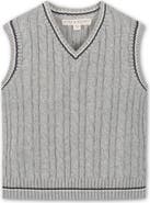 Hope & Henry Kids' Organic V-Neck Cable Sweater Vest