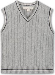 Hope & Henry Kids' Organic V-Neck Cable Sweater Vest