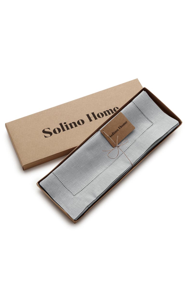 Solino Home Linen Placemats - Classic Hemstitch - Set of 6, 14" x 19", Alternate, color, Soft Grey