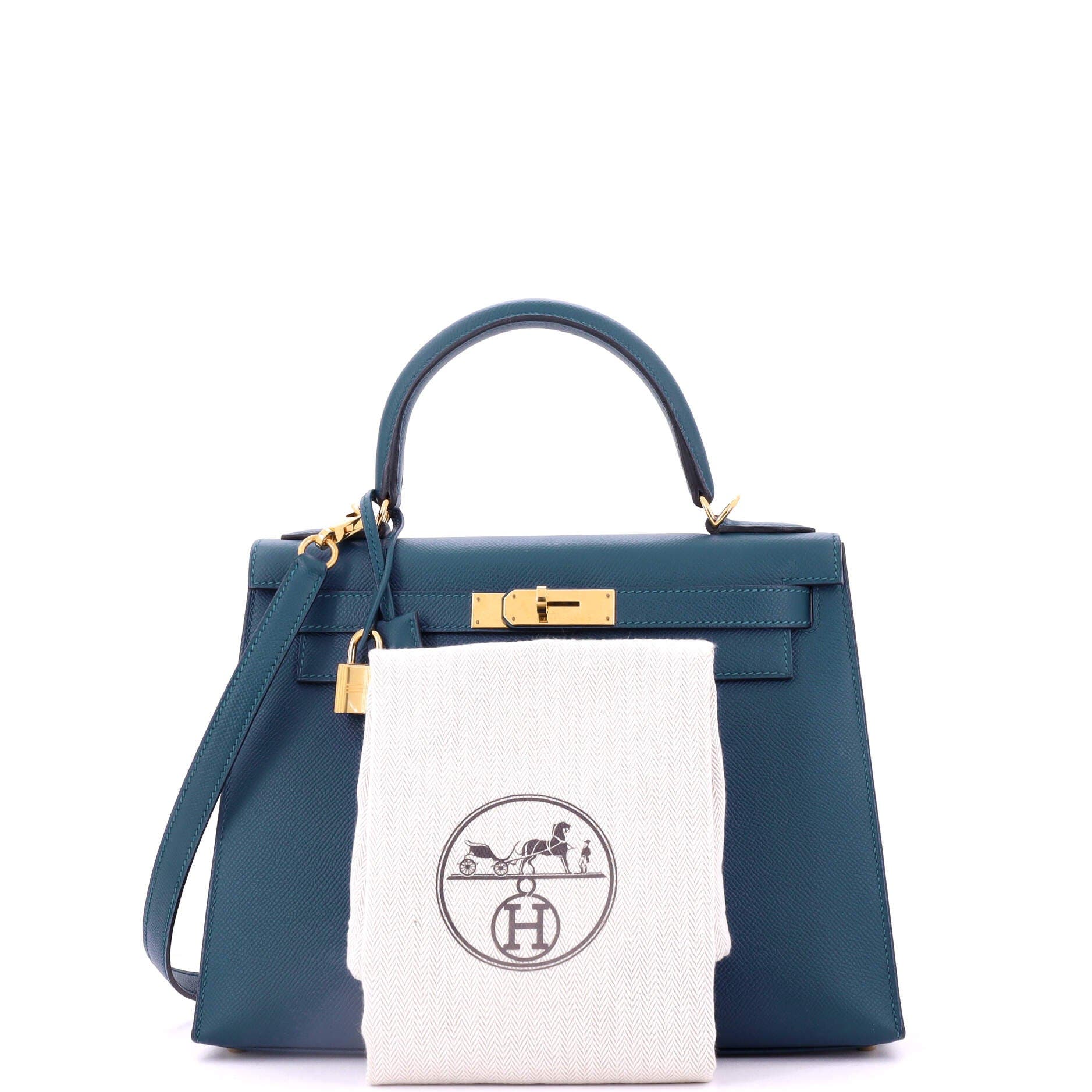 Pre-Owned Hermes Kelly Handbag Blue Epsom with Gold Hardware 28, Alternate, color, Colvert