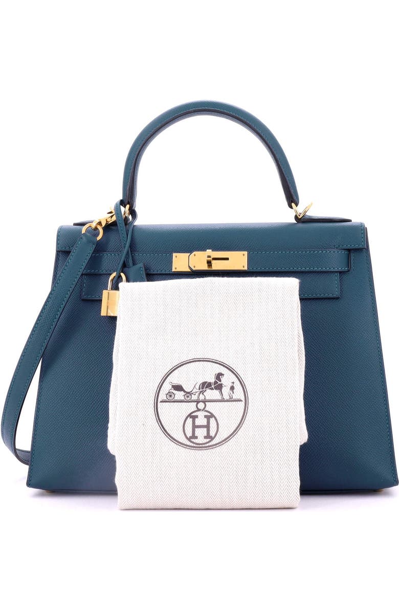 Pre-Owned Hermes Kelly Handbag Blue Epsom with Gold Hardware 28, Alternate, color, Colvert