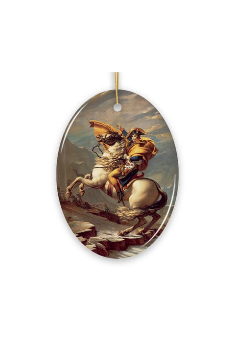 Napoleon Crossing The Alps Oval Ceramic Ornament