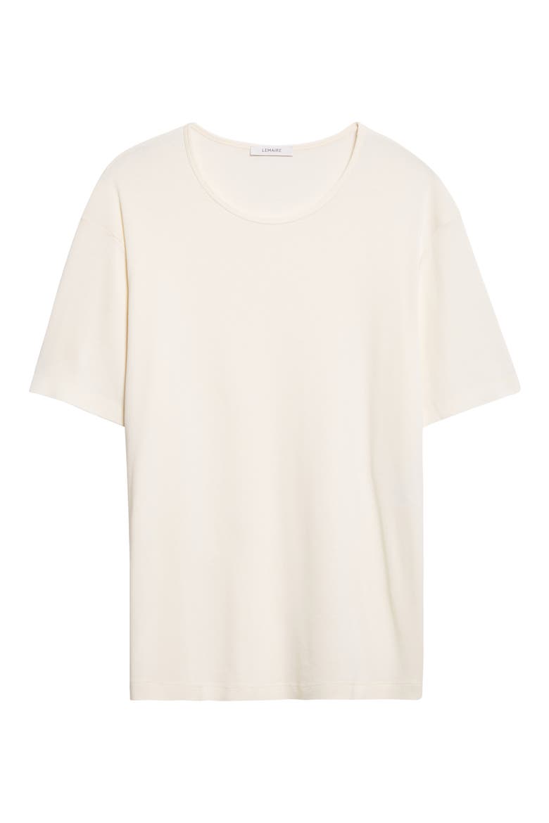 Scoop Neck Cotton Rib T-Shirt, Alternate, color, LIGHT CREAM