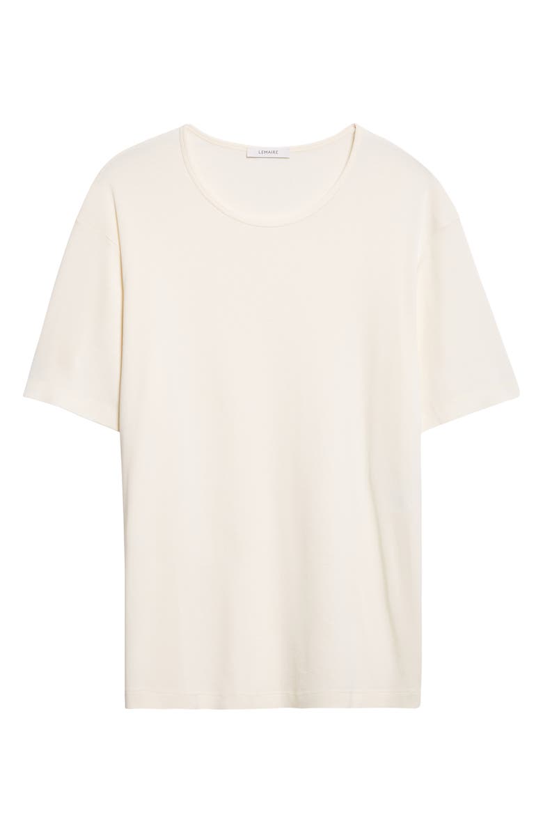 Lemaire Scoop Neck Cotton Rib T-Shirt, Alternate, color, Light Cream