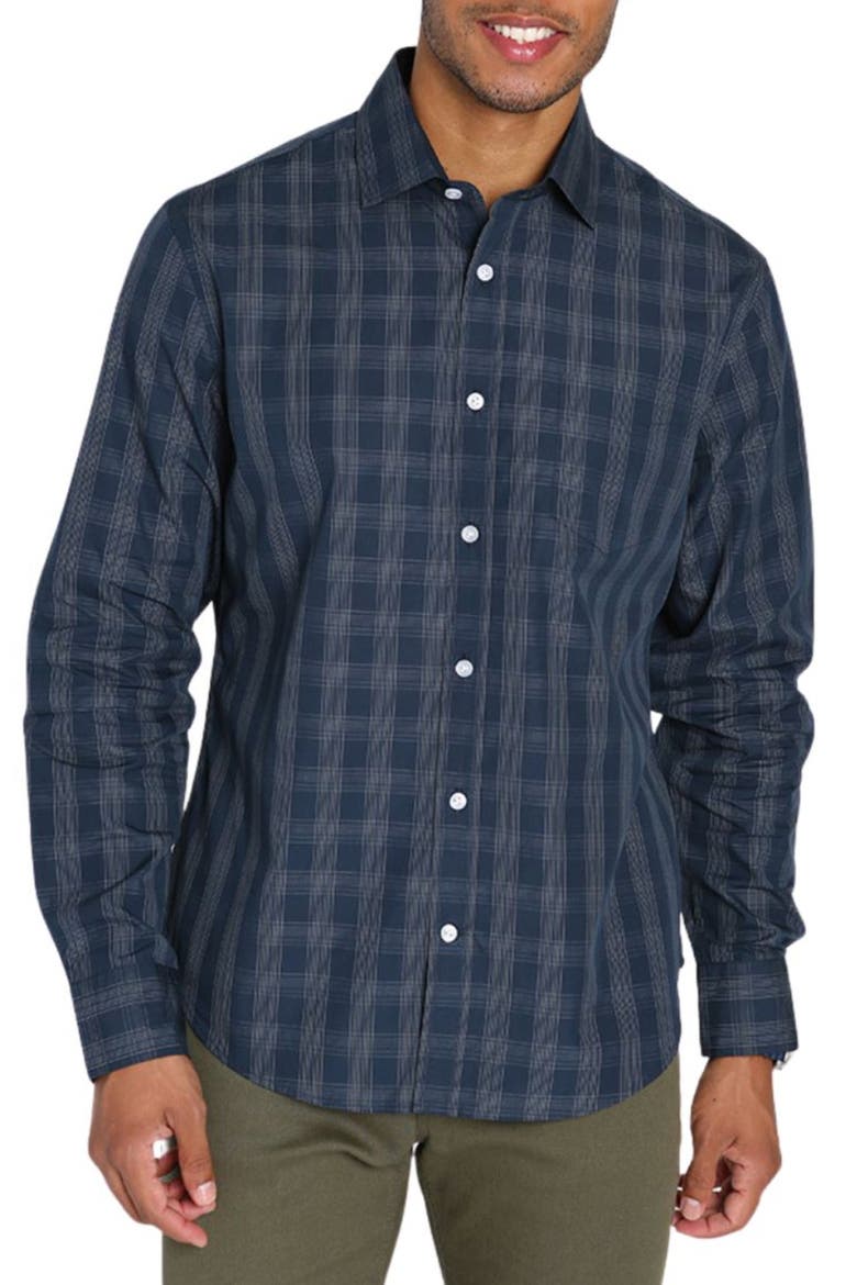 Hayati Plaid Button-Up Shirt, Main, color, NAVY HAYATI PLAID