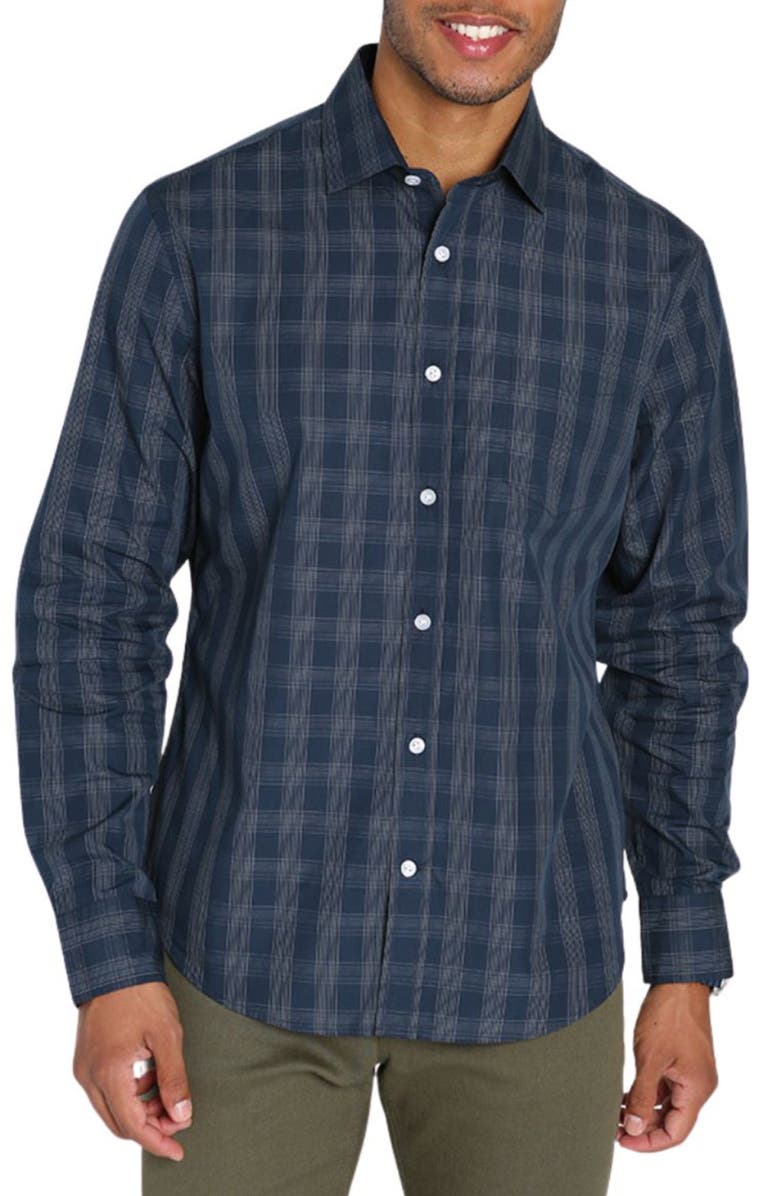 JACHS Hayati Plaid Button-Up Shirt, Main, color, Navy Hayati Plaid