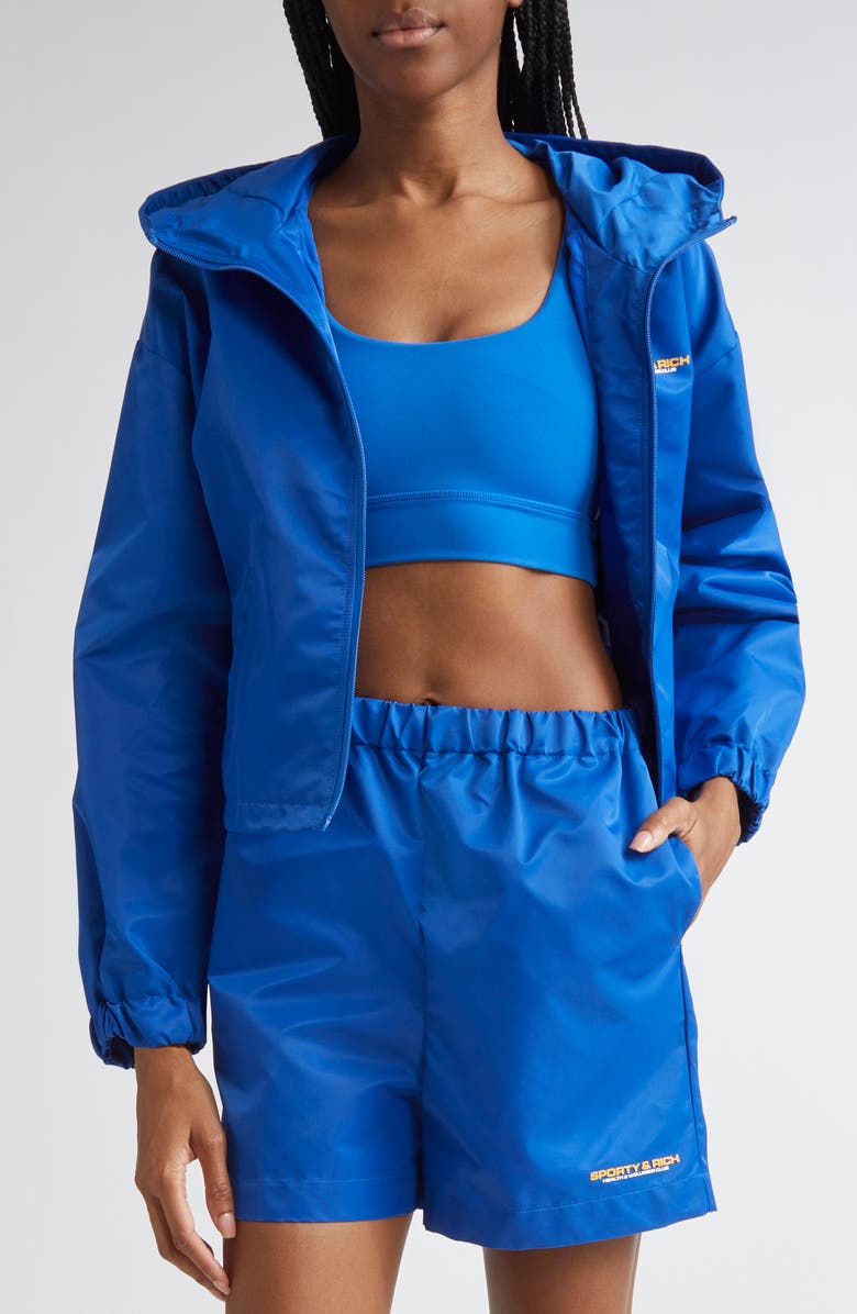 Sporty & Rich Bold Health Nylon Windbreaker, Alternate, color, Paris Blue