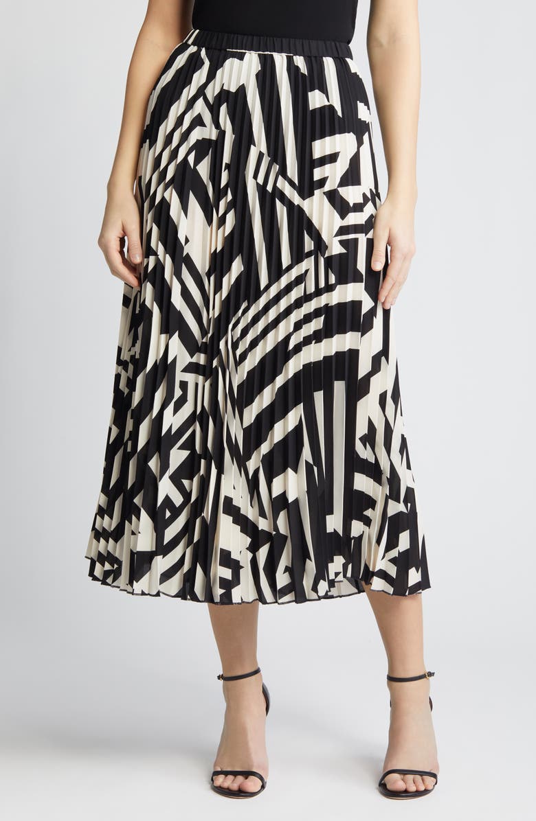 Anne Klein Pleated Abstract Print Skirt, Main, color, 