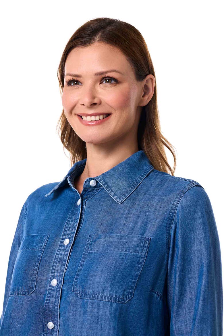 Peninsula Chambray Long Sleeve Shirt, UPF 50+ Sun Protection, Alternate, color, Light Indigo Chambray
