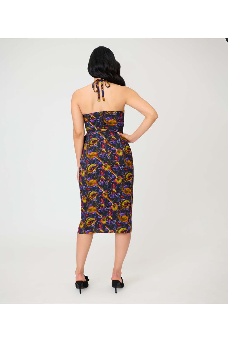 Leilani Sleeveless Sarong Dress, Alternate, color, Black Carnivorous Plants