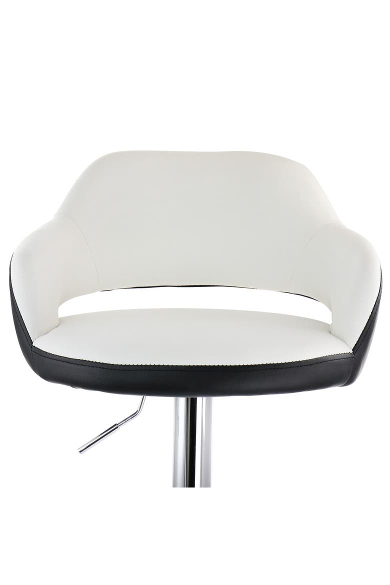2 Piece Tufted Faux Leather Two Tone Adjustable Bar Stool, Alternate, color, Black
