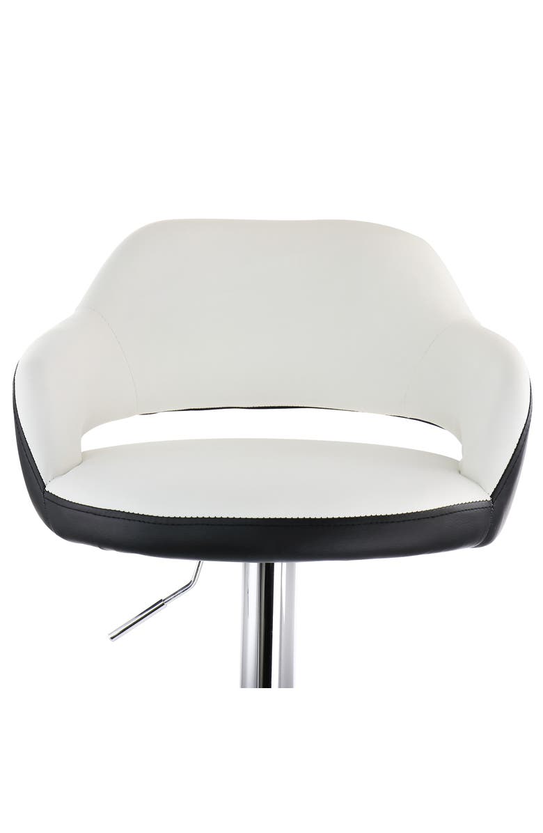 Elama 2 Piece Tufted Faux Leather Two Tone Adjustable Bar Stool, Alternate, color, Black