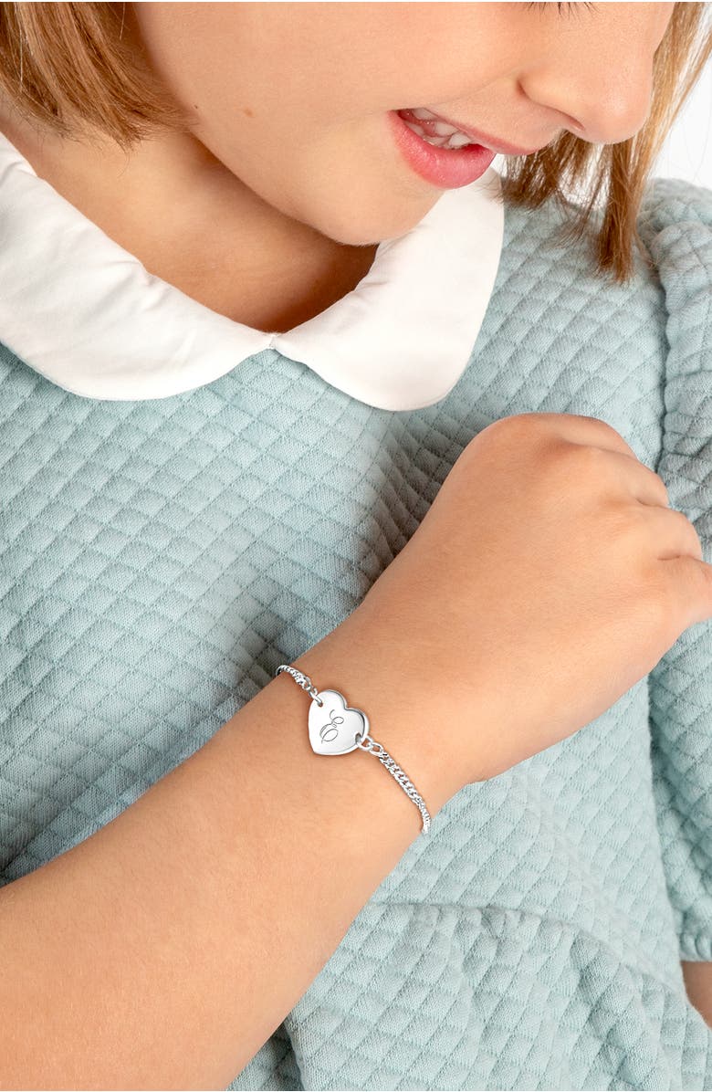 Tiny Blessings Sterling Silver Lovely Heart ID Bracelet & Engraved Initial 6" Bracelet, Alternate, color, 