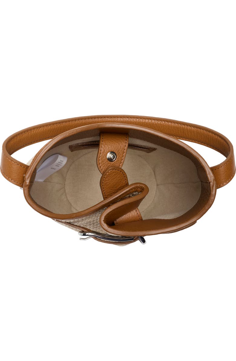 LIFFNER Mini Belted Raffia Bucket Bag, Alternate, color, Beige