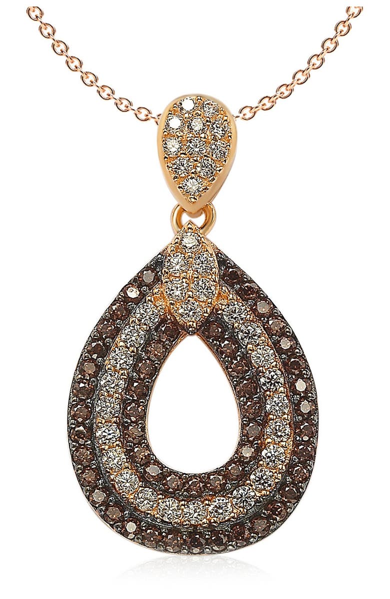 SUZY LEVIAN Pave CZ Teardrop Shape Pendant Necklace, Main, color, Brown