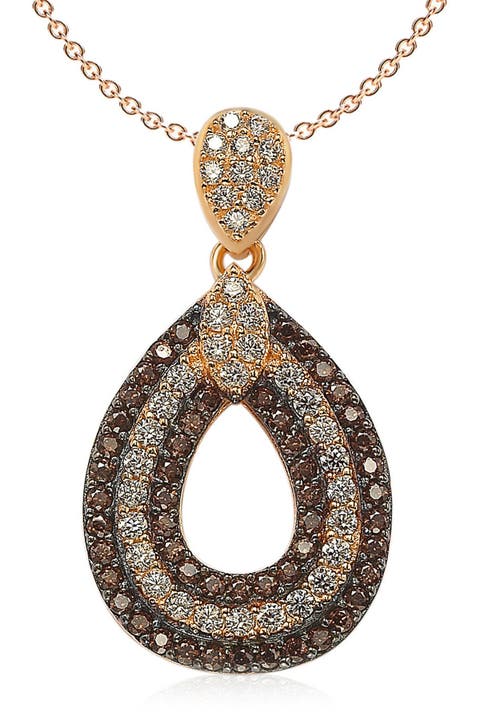 Pave CZ Teardrop Shape Pendant Necklace