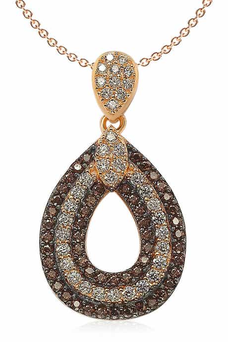 SUZY LEVIAN Pave CZ Teardrop Shape Pendant Necklace