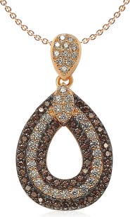 SUZY LEVIAN Pave CZ Teardrop Shape Pendant Necklace