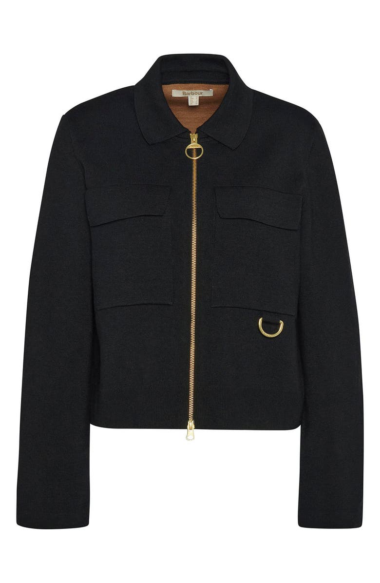 Barbour Alma D-Ring Detail Cardigan, Alternate, color, Black Oatmeal