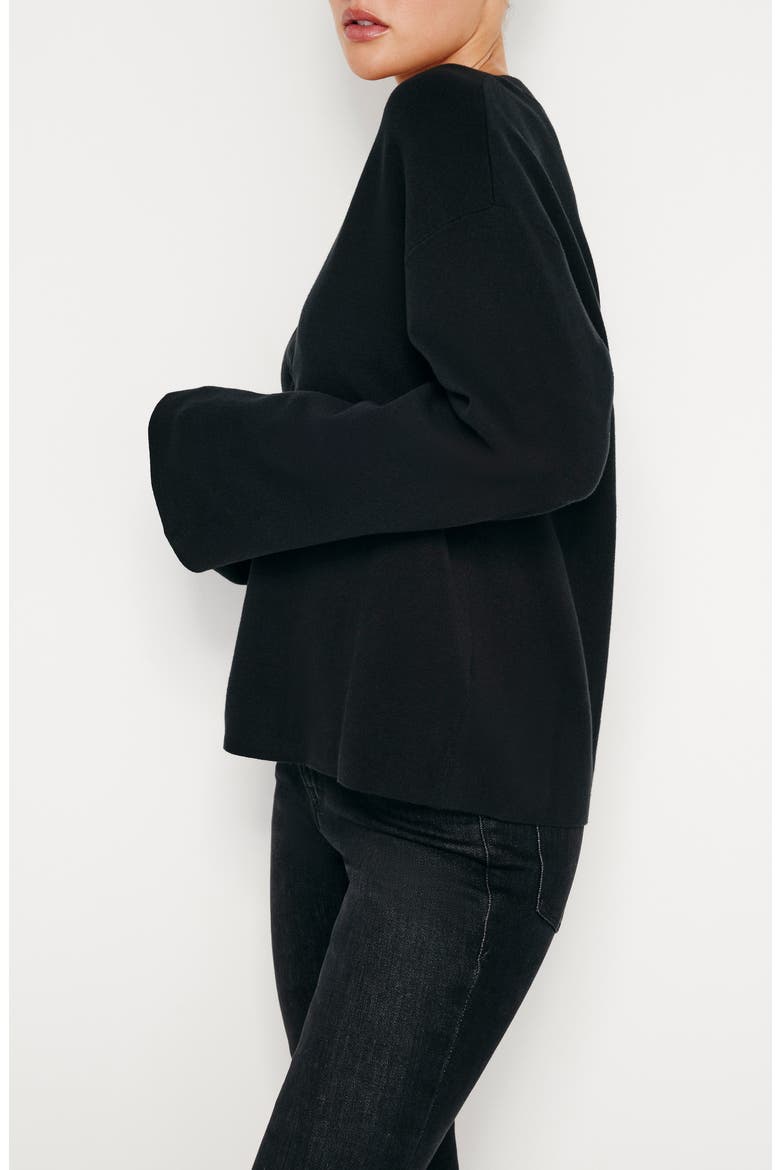 V-Neck Boxy Cotton Blend Sweater, Alternate, color, BLACK001