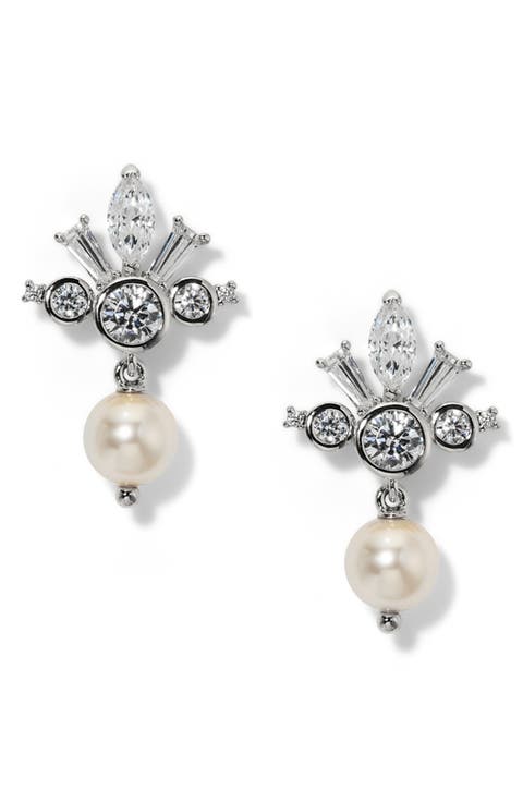 Undersea Crown Imitation Pearl Drop Earrings