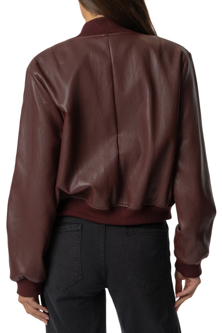 Steph Zip Front Faux Leather Bomber Jacket, Alternate, color, BORDEAUX