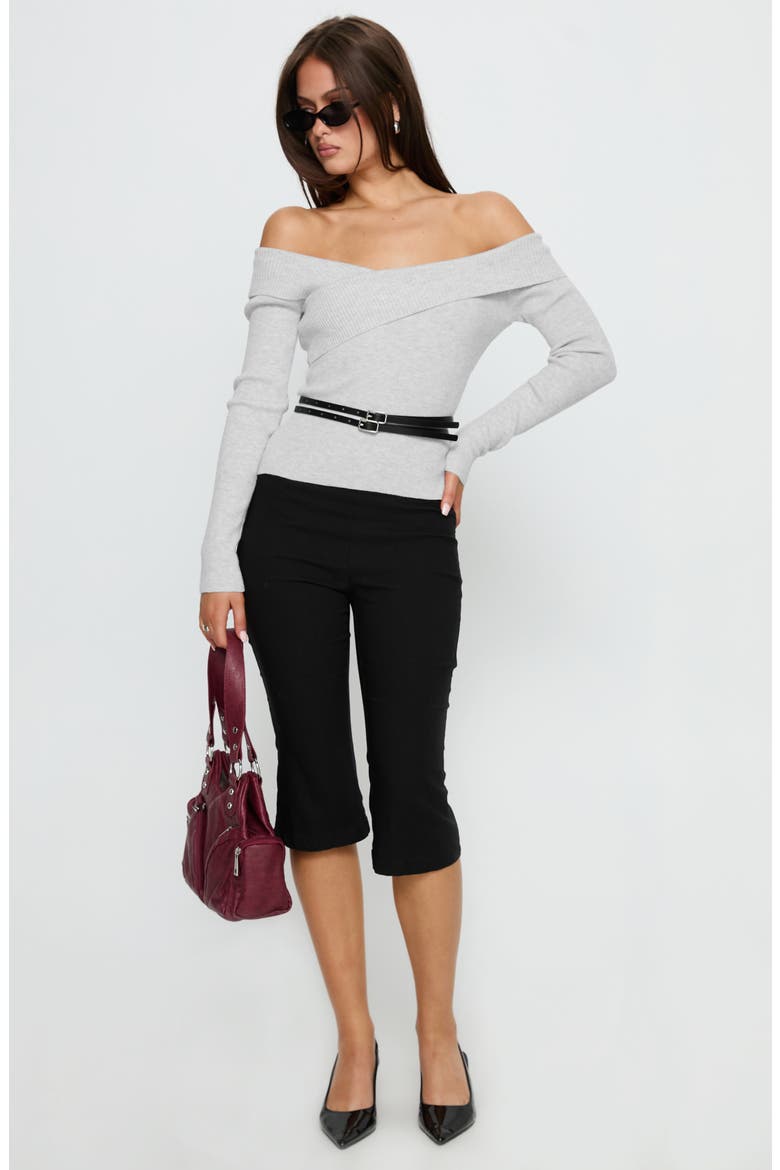 Ellenore Off the Shoulder Belted Sweater, Alternate, color, GREY