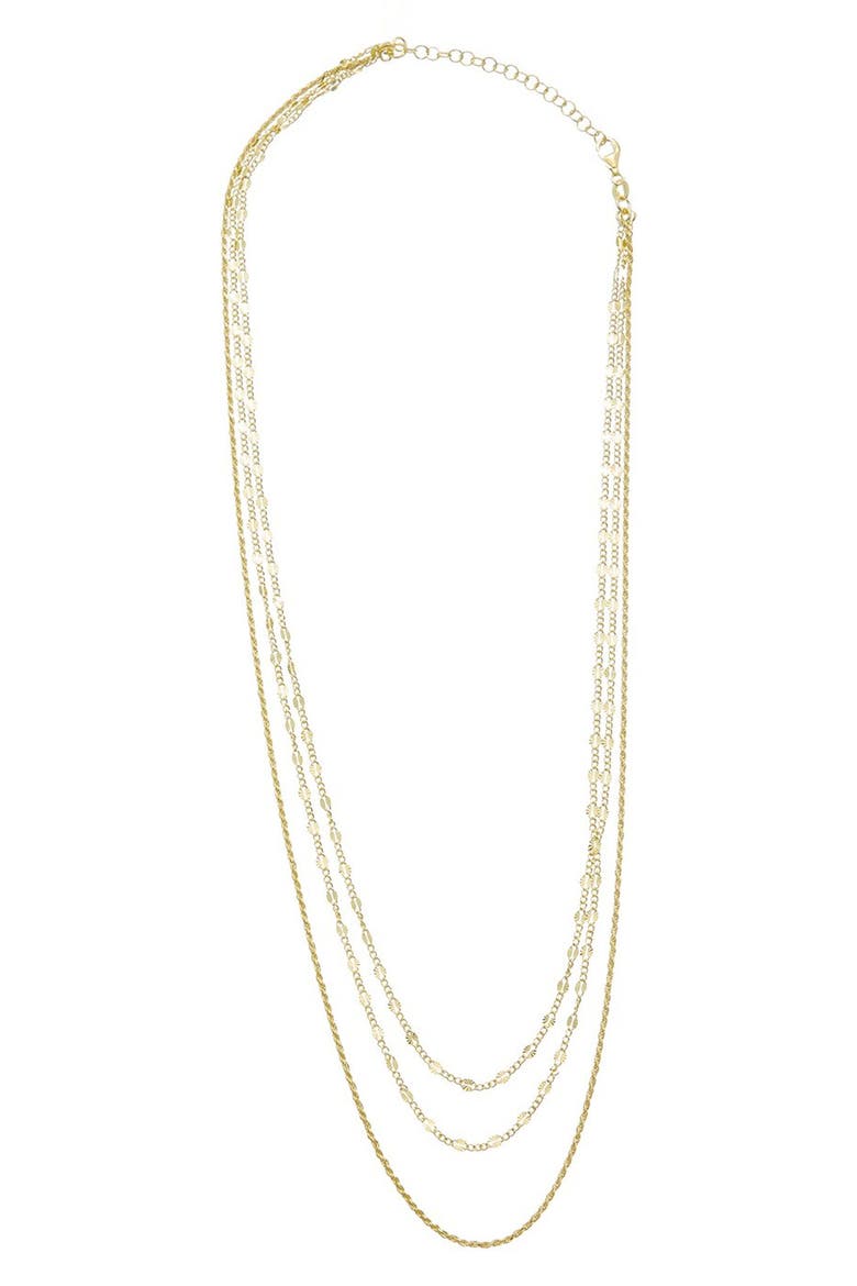 Multi Strand Sterling Silver Necklace, Main, color, YELLOW