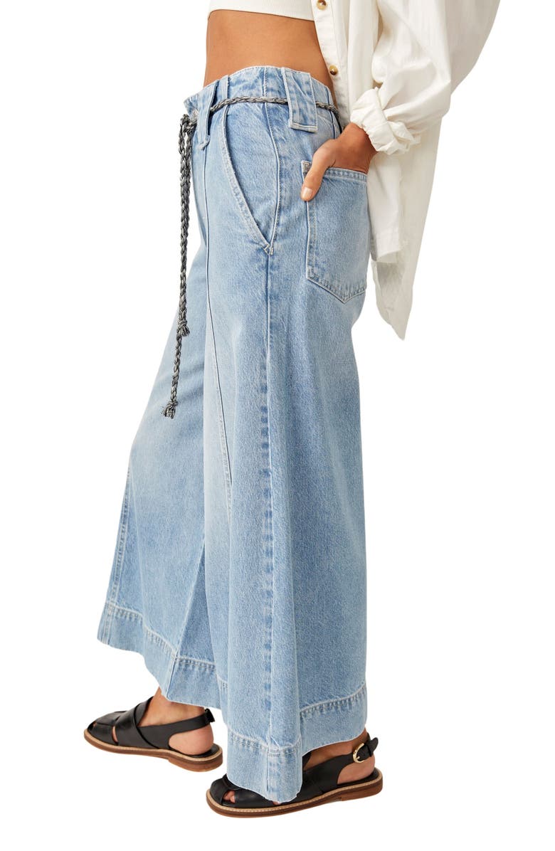 Free People Sheer Luck Belted Crop Wide Leg Jeans, Alternate, color,