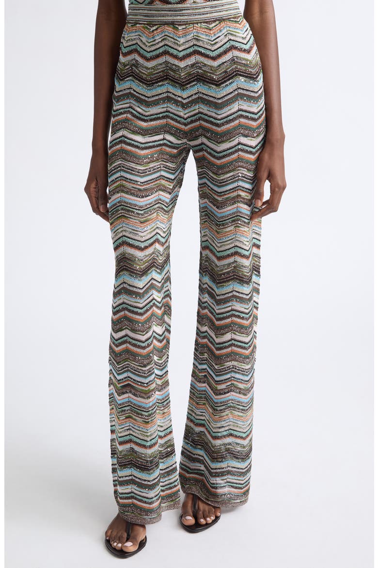 Sequin Metallic Zigzag Stripe Sweater Pants, Main, color, BLACK MULTI