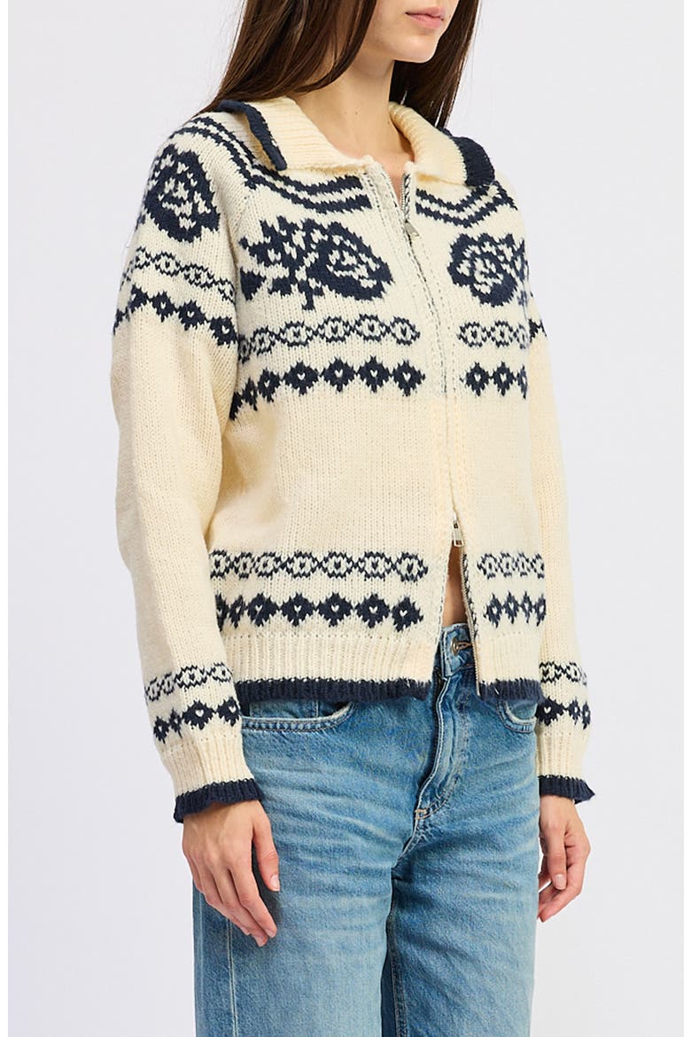 Remi Fair Isle Cardigan, Alternate, color, OFF WHITE NAVY