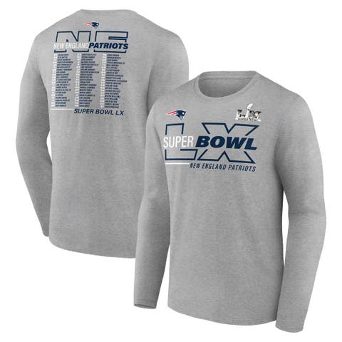 Men's Fanatics  Heather Gray New England Patriots Super Bowl LX Roster Long Sleeve T-Shirt