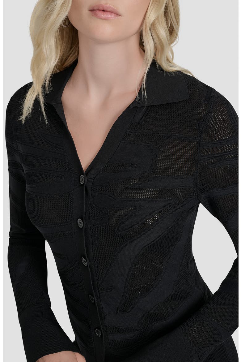 Zebra Stripe Cardigan, Alternate, color, BLACK
