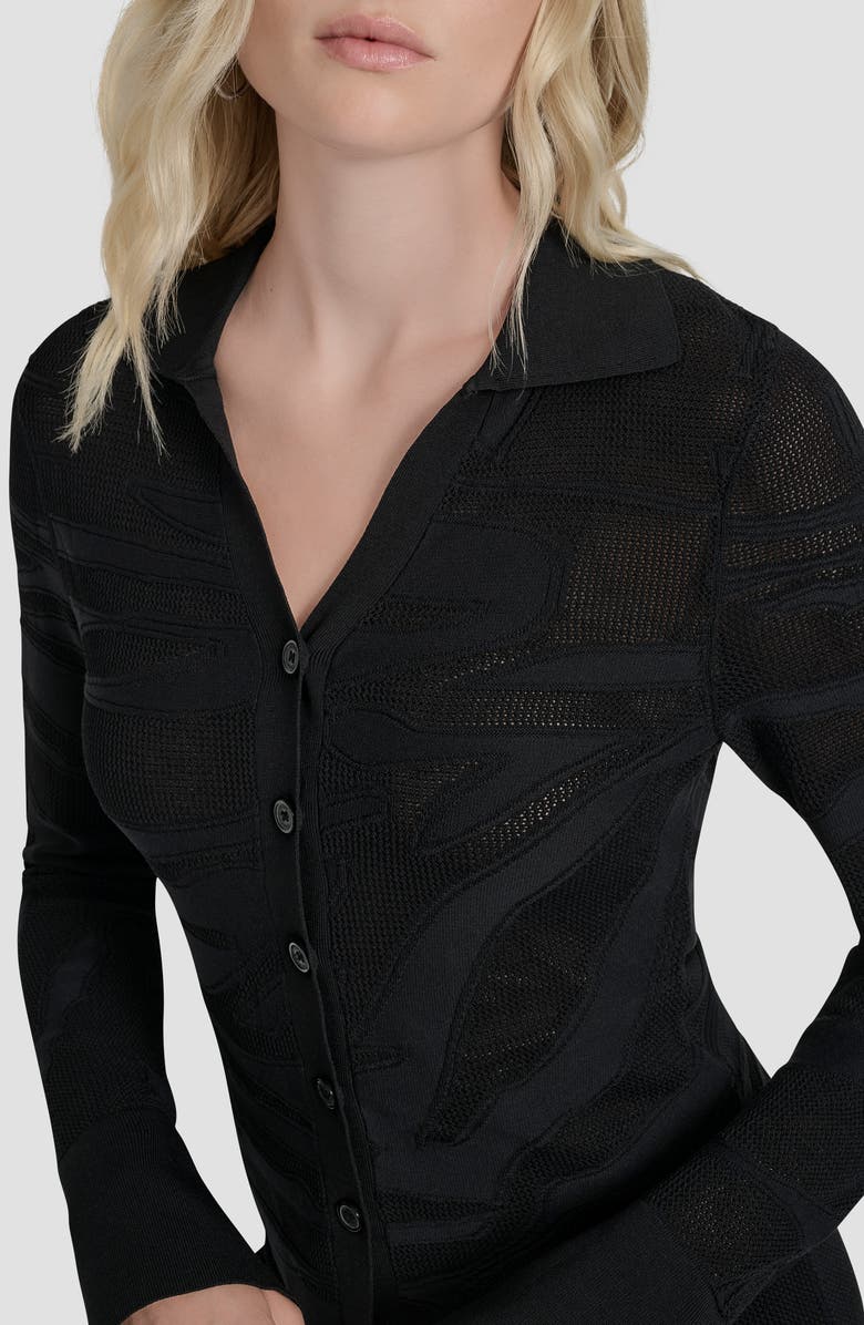 DKNY Zebra Stripe Cardigan, Alternate, color, Black